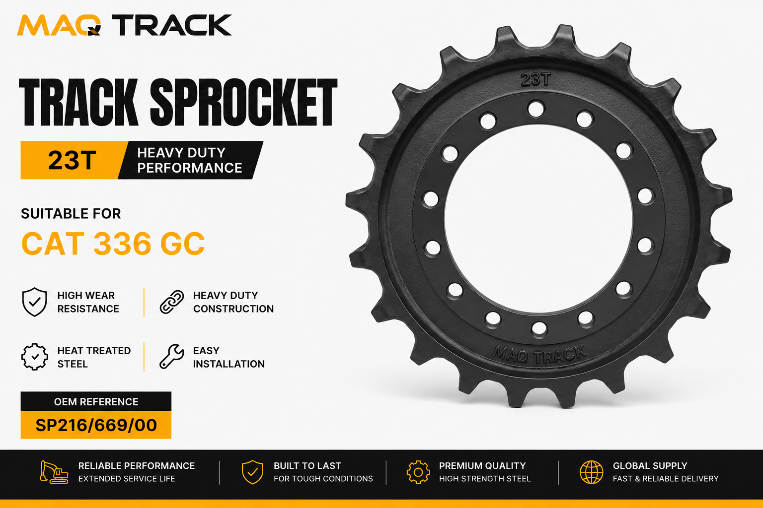 Track Sprocket 23T for CAT 336 GC | MAQ TRACK Track Sprocket 23T for CAT 336 GC excavator by MAQ TRACK